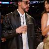 Bad Bunny NBA Playoffs Lakers 2023 Black Leather Jacket
