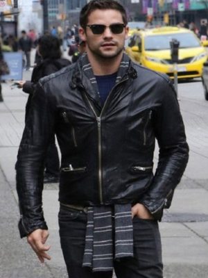 Brant Daugherty Fifty Shades Freed Sawyer Black Leather Jacket