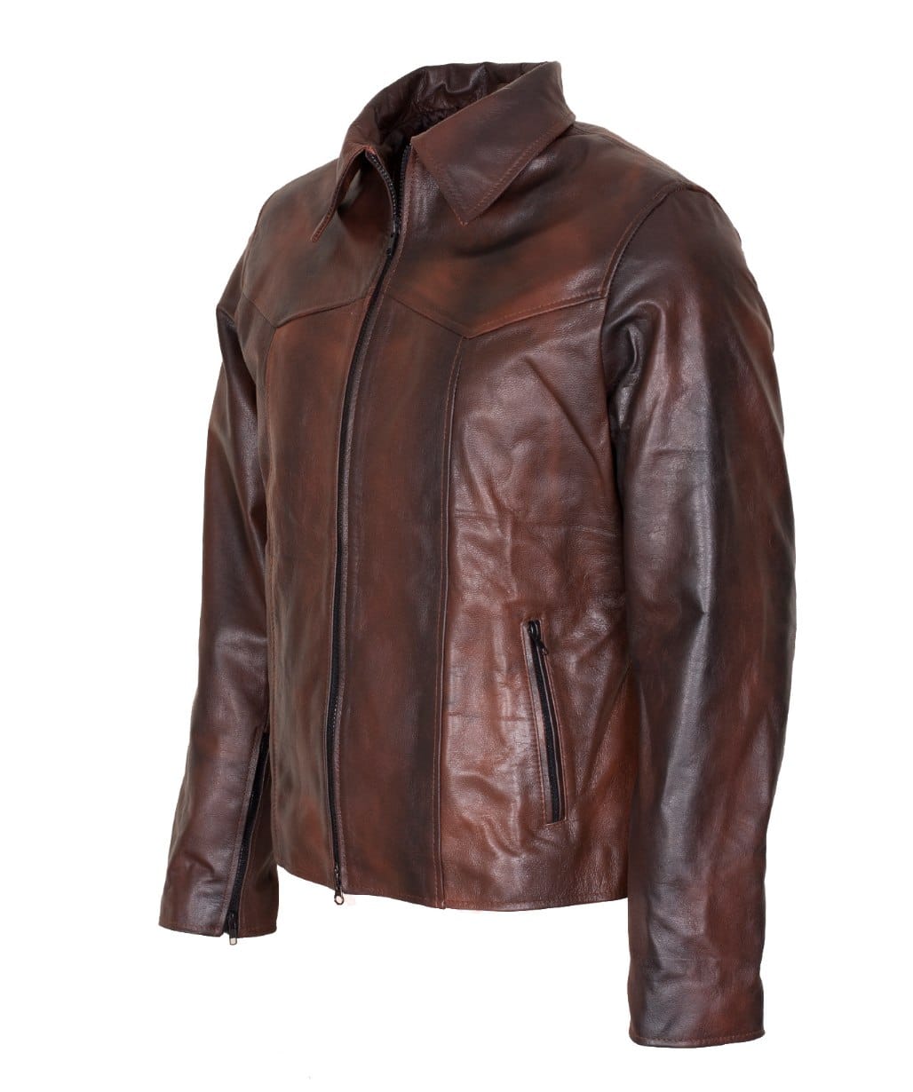 Bret Brown Men’s Café Racer Sheepskin Leather Jacket