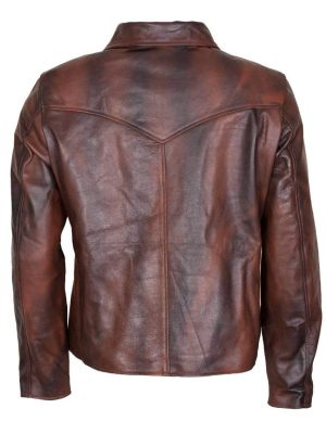 Bret Brown Men’s Café Racer Sheepskin Leather Jacket