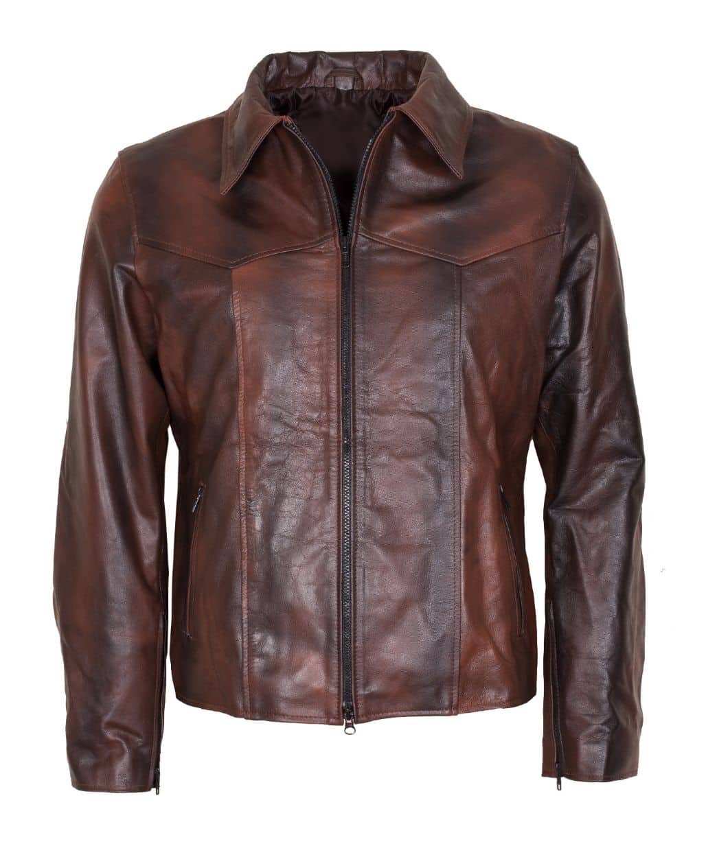 Bret Brown Men’s Café Racer Sheepskin Leather Jacket
