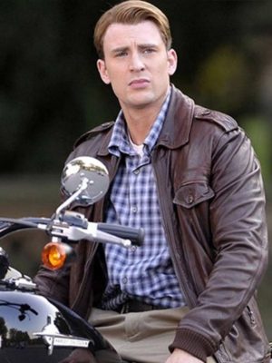 Chris Evans Captain America The Avenger Steve Rogers Brown Leather Jacket