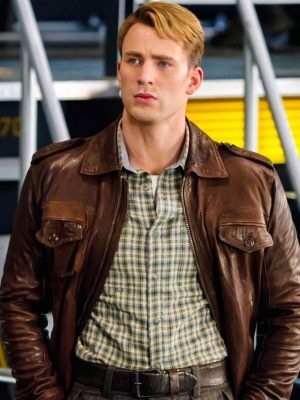 Chris Evans Captain America The Avenger Steve Rogers Brown Leather Jacket
