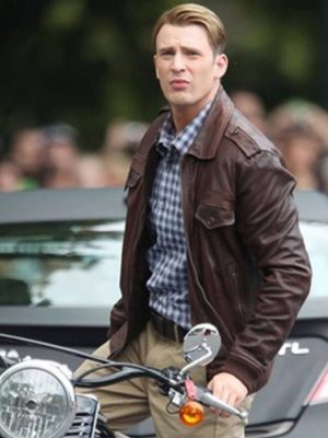 Chris Evans Captain America The Avenger Steve Rogers Brown Leather Jacket