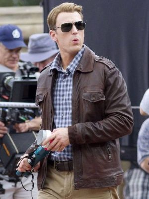Chris Evans Captain America The Avenger Steve Rogers Brown Leather Jacket