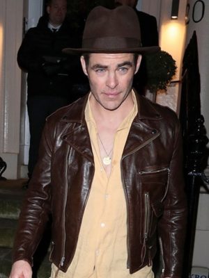 Chris Pine Dark Brown Leather Jacket