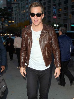 Chris Pine Dark Brown Leather Jacket