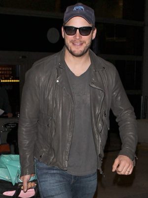 Chris Pratt Grey Leather Jacket