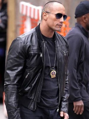 Dwayne Johnson The Other Guys Black Leather Jacket
