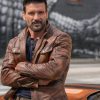 Frank Grillo Boss Level Roy Pulver Brown Leather Motorcycle Jacket