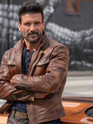 Frank Grillo Boss Level Roy Pulver Brown Leather Motorcycle Jacket