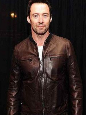 Hugh Jackman Dark Brown Leather Moto Jacket