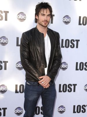 Ian Somerhalder Black Leather Jacket