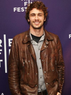 James Franco Distressed Brown Leather Jacket