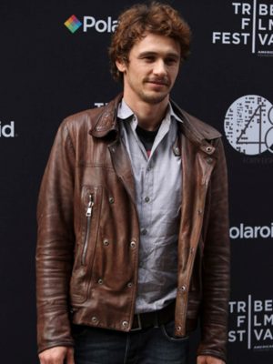 James Franco Distressed Brown Leather Jacket