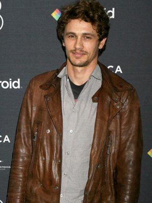 James Franco Distressed Brown Leather Jacket