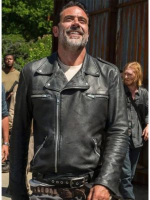 Jeffery Dean Morgan The Walking Dead Season 11 Negan Black Leather Jacket