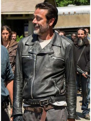 Jeffery Dean Morgan The Walking Dead Season 11 Negan Black Leather Jacket