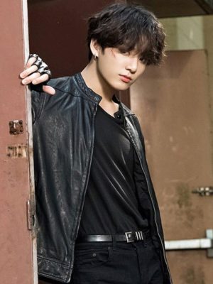 Jungkook Black Leather Jacket