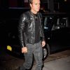 Justin Theroux Street Fashion Black Leather Jacket Outfit