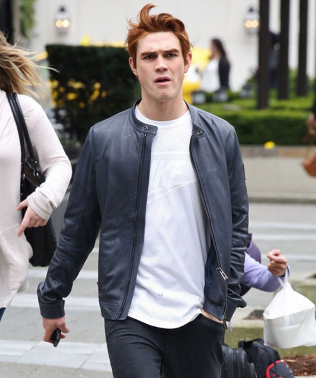 KJ Apa Blue Leather Jacket