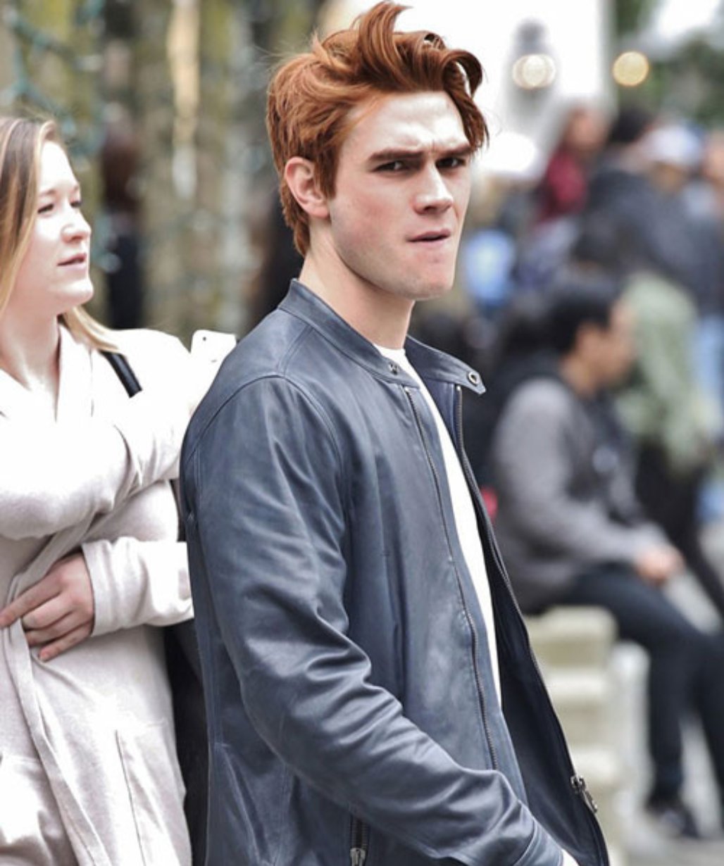 KJ Apa Blue Leather Jacket
