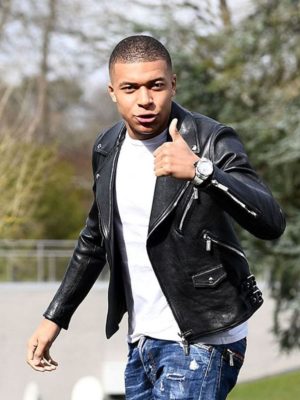 Kylian Mbappe Black Genuine Leather Jacket