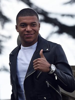 Kylian Mbappe Black Genuine Leather Jacket