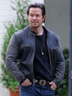 Mark Wahlberg Daddy's Home Black Distressed Leather Jacket