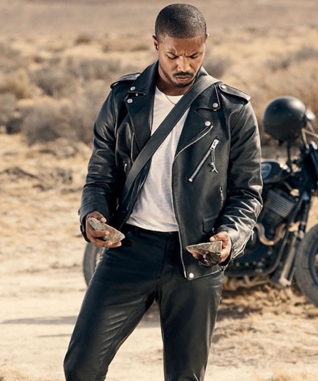 Michael B Jordan Black Genuine Leather Motorcycle Jacket