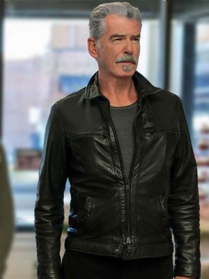 Pierce Brosnan The Out Laws Black Leather Jacket