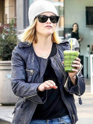 Reese Witherspoon Black Waxed Leather Jacket