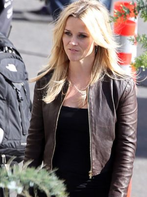 Reese Witherspoon This Means War Black Crop Leather Jacket