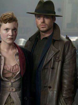 Richard Madden Electric Dreams Agent Ross Brown Leather Trench Coat