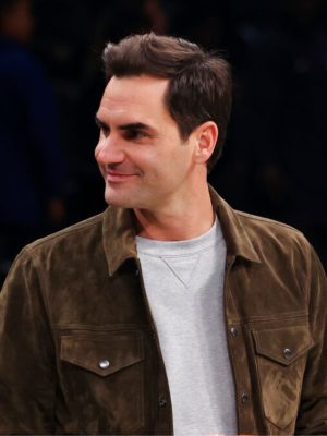 Roger Federer Green Suede Leather Jacket