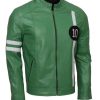 Ryan Kelley Ben 10 Alien Swarm Green Leather Jacket