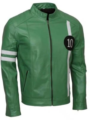 Ryan Kelley Ben 10 Alien Swarm Green Leather Jacket