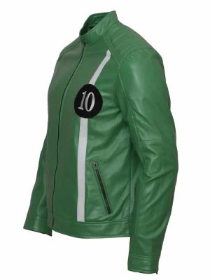 Ryan Kelley Ben 10 Alien Swarm Green Leather Jacket