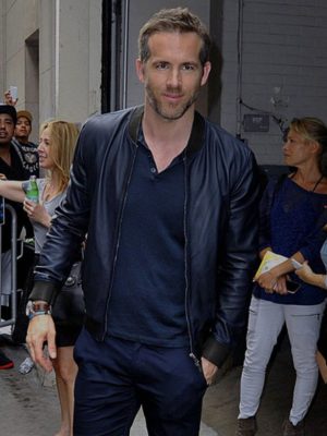 Ryan-Reynolds-Blue-Leather-Bomber-Jacket