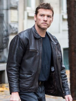 Sam Worthington Kidnapping Mr Heineken Black Leather Jacket