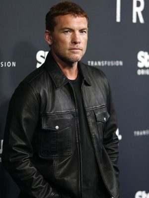 Sam Worthington Transfusion Movie Premiere Black Leather Jacket