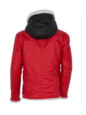 Santa Claus Christmas Red And Black Fur Leather Jacket