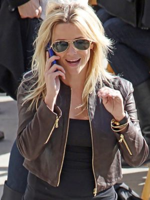 Reese Witherspoon This Means War Black Crop Leather Jacket