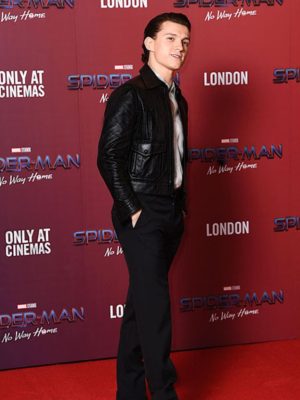 Tom Holland Spiderman No Way Home Movie Event Black Leather Jacket