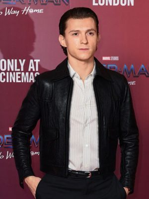 Tom Holland Spiderman No Way Home Movie Event Black Leather Jacket