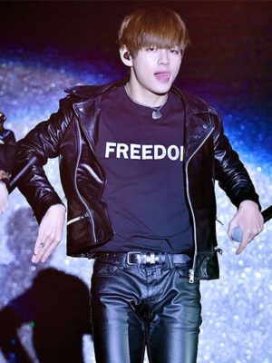 V Kim Taehyung Black Leather Jacket
