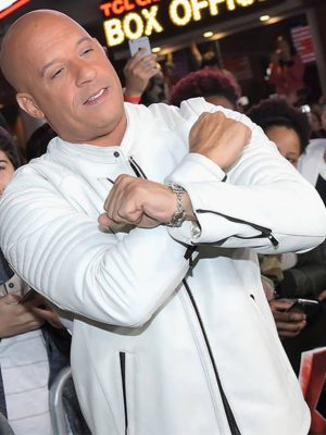 Vin Diesel xXx LA premier Xander Cage White Leather Cafe Racer Jacket