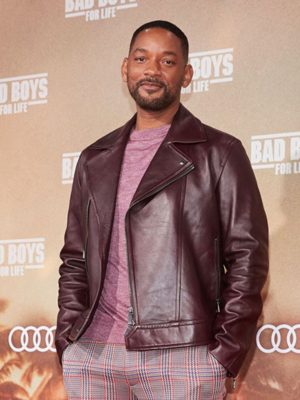 Will Smith Bad Boys For Life Premiere Burgundy Leather Jacket