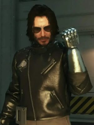 Cyberpunk 2077 Johnny Silverhand Black Leather Costume Jacket