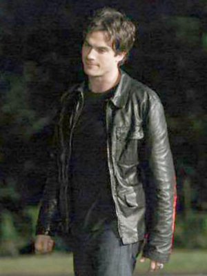 Damon Salvatore The Vampire Diaries Leather Jacket